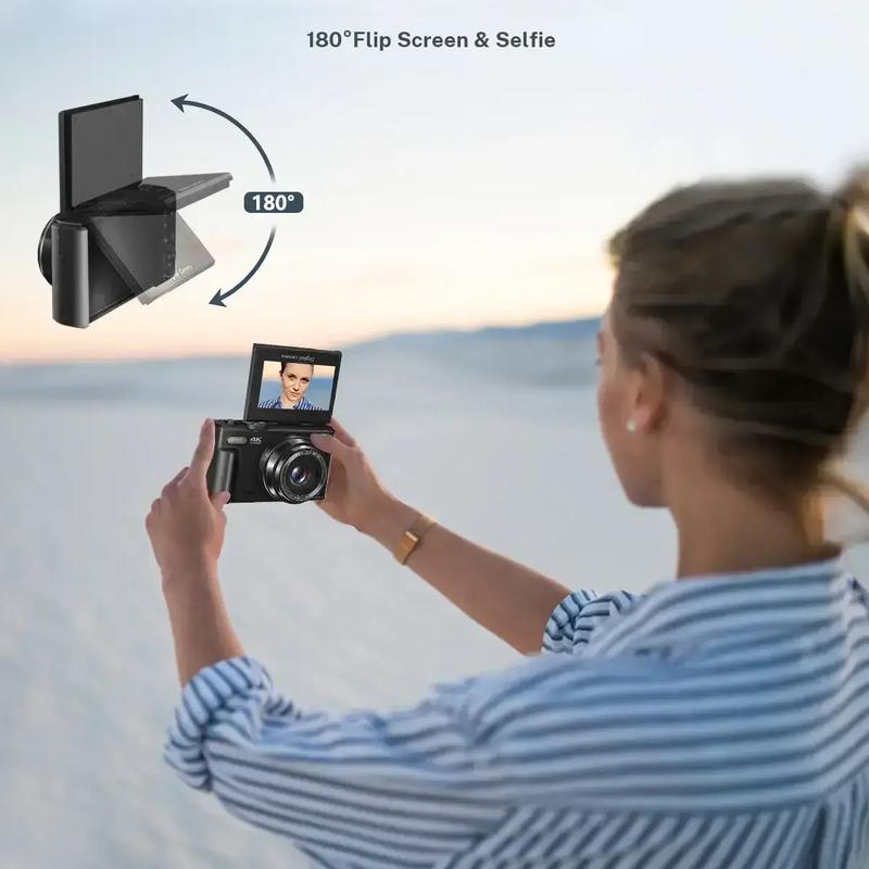 4K Digital Camera for Photography with 64MP, 3 Inch 180° Flip Screen