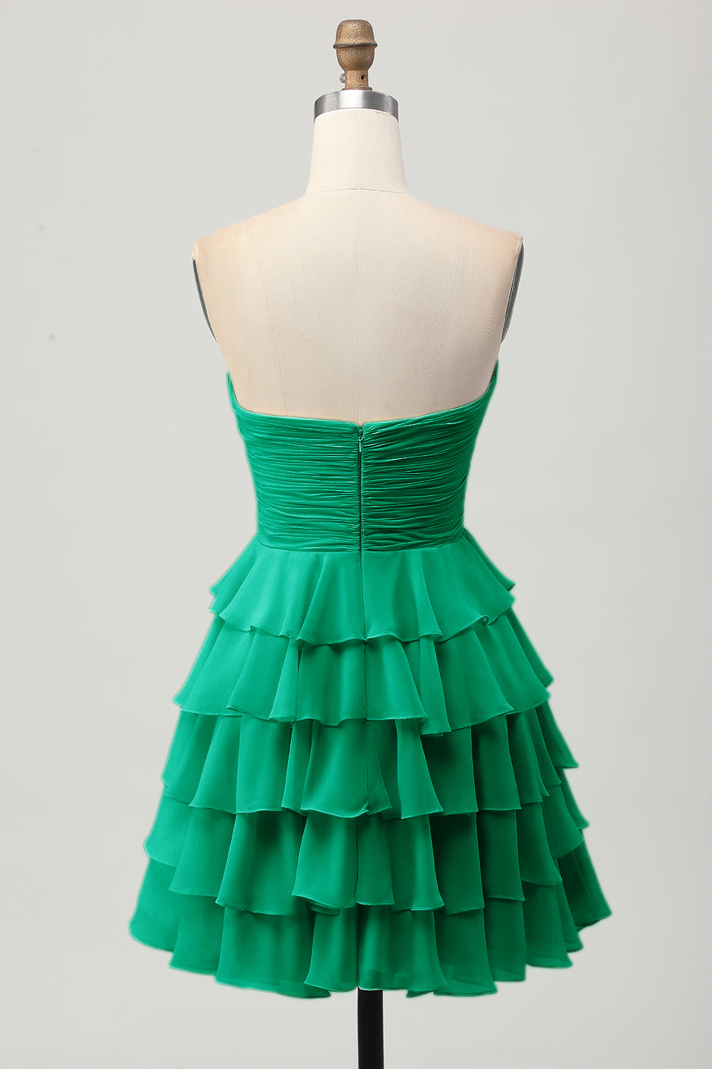 Short Light Yellow Sweetheart Ruffled A Line Tiered Homecoming Dress with Bow